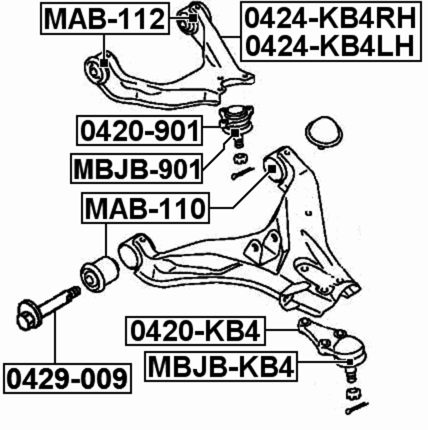 Ball Joint Front Upper Arm Febest 0420-901 Oem MR496792 | eBay